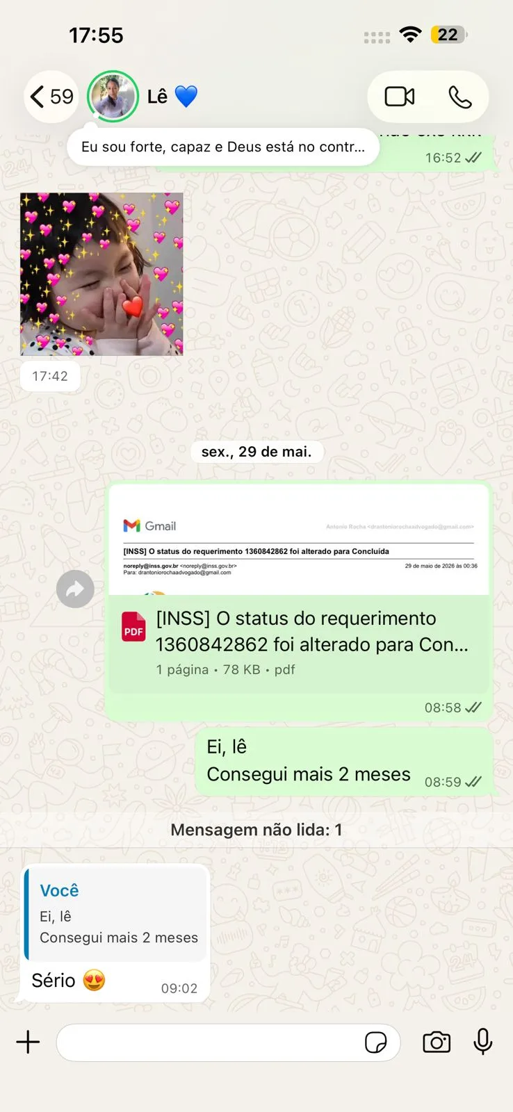 Conversa real de cliente no WhatsApp